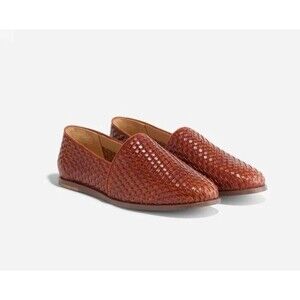 NISOLO ALEJANDRO MEN'S LEATHER WOVEN SLIP ON SHOES BRANDY NEW $190